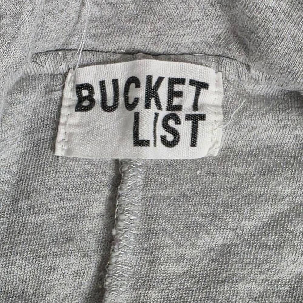 Bucket List M Gray Raw Hem Button Front Top - image 6